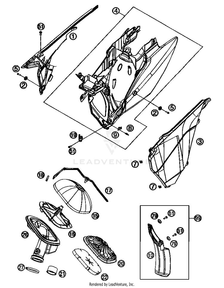 Air Filter 350 EXC-F USA Chassis - 2013 Schematic