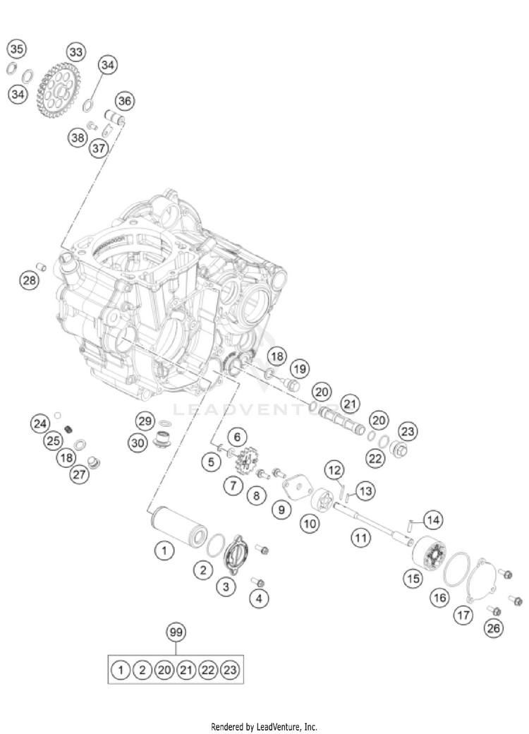 Lubricating System 500 EXC US SL ENGINE - 2024 Schematic