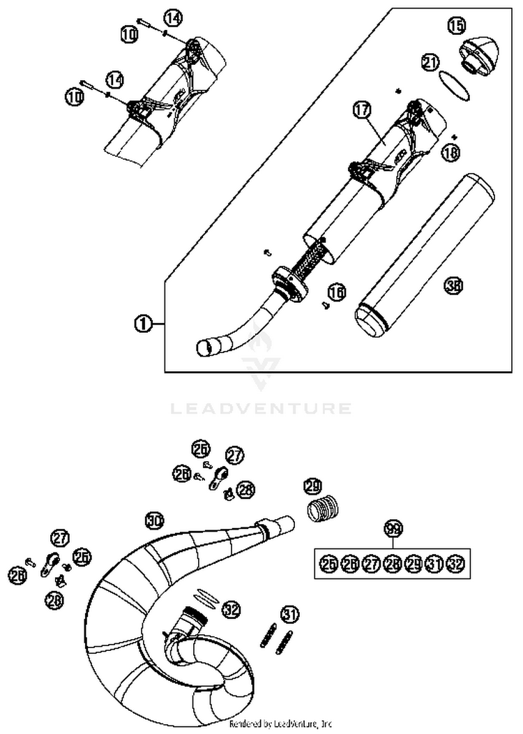 Exhaust System 250 SX Chassis - 2016 Schematic