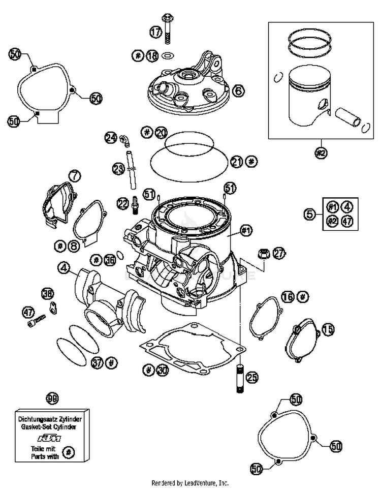 Cylinder, Cylinder Head 300 XCW Sixdays Engine - 2014 Schematic
