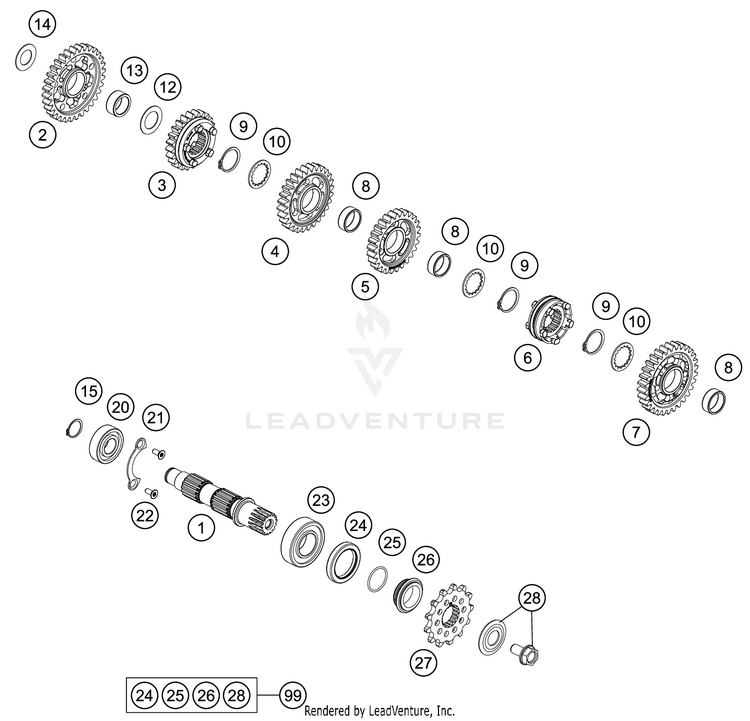 Transmission Ii - Countershaft 450 SX-F FACTORY EDITION ENGINE - 2019 Schematic