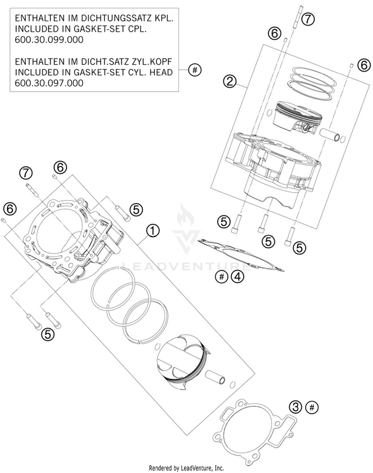 Cylinder 990 Supermoto T Engine - 2010 Schematic