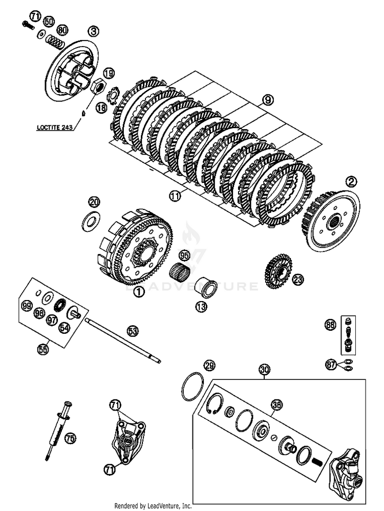 Clutch 505 SX-F Engine - 2008 Schematic