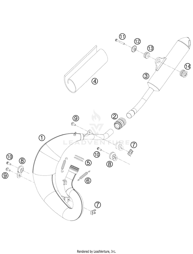 Exhaust System 65 XC Chassis - 2009 Schematic