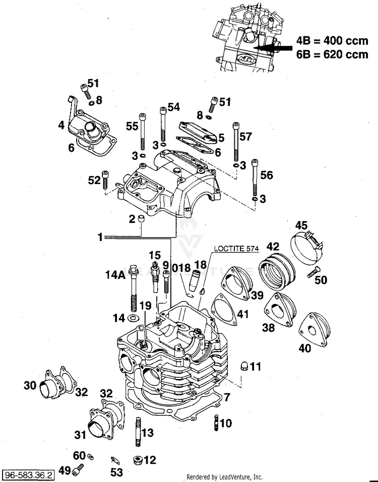 Cylinder Head 620 RXC Engine - 1996 Schematic