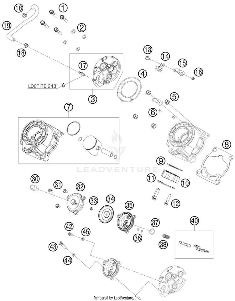Cylinder, Cylinder Head 65 SX Engine - 2011 Schematic