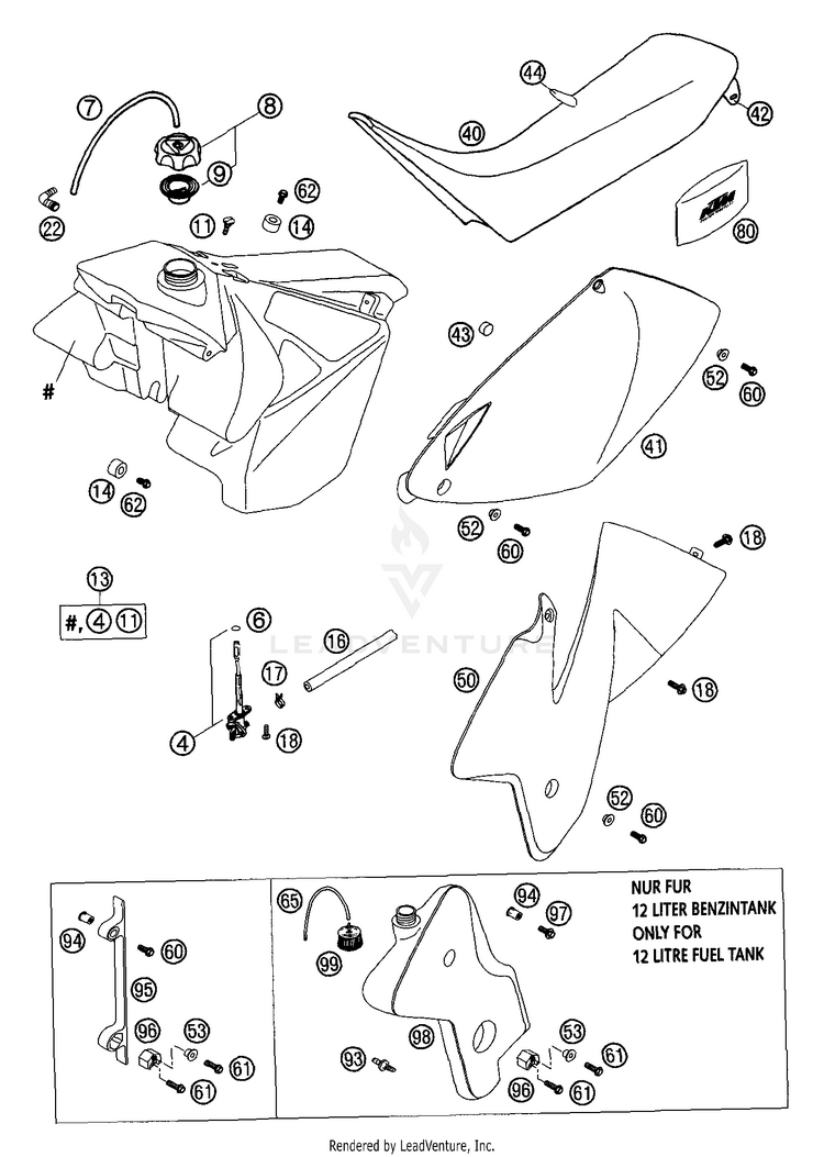 Tank, Seat, Cover Mxc, Exc 250 EXC Chassis - 2002 Schematic