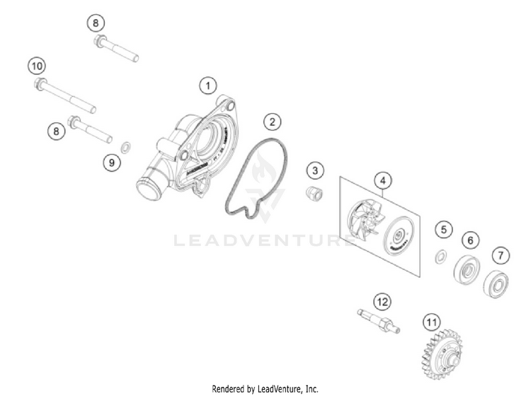 Water Pump 250 SX ENGINE - 2026 Schematic