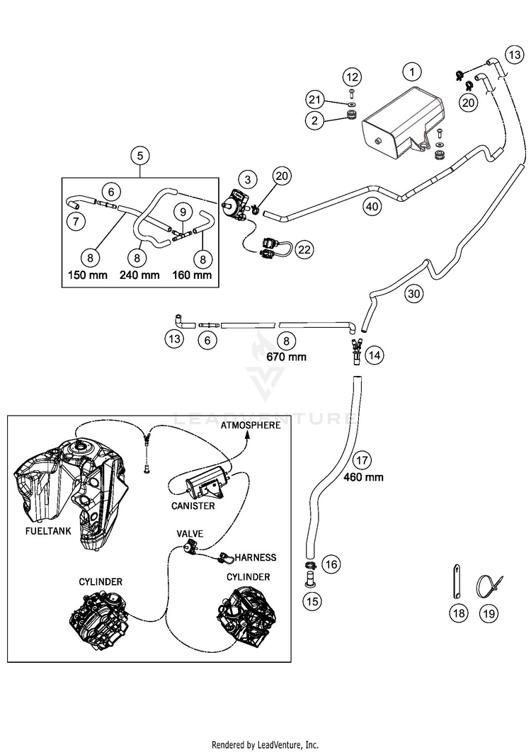 Evaporative Canister 1290 SUPER ADVENTURE R CHASSIS - 2020 Schematic