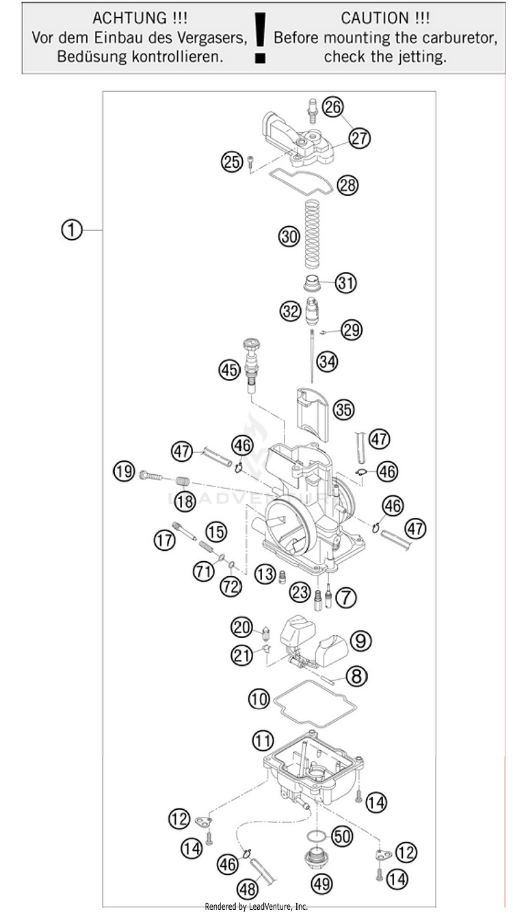 Carburetor 250 XC Engine - 2011 Schematic