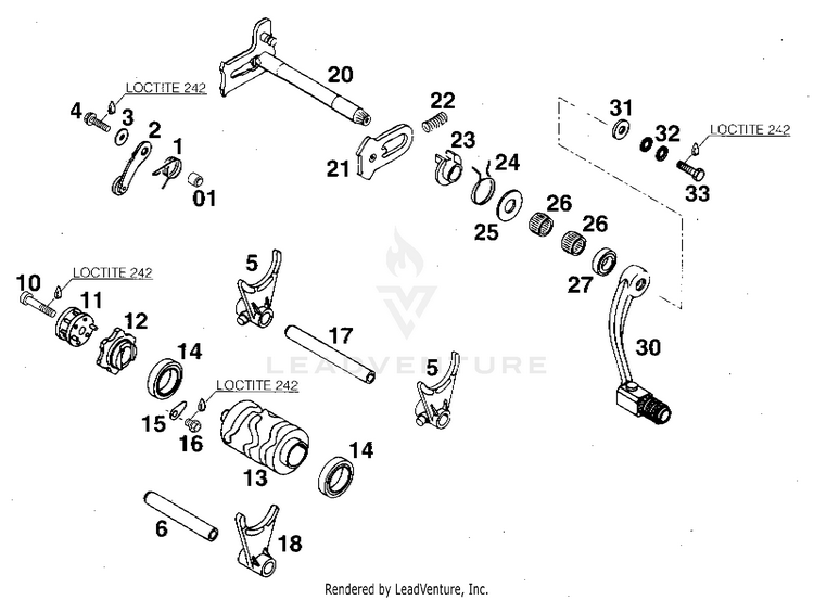 Shifting Mechanism 360 MXC Engine - 1997 Schematic