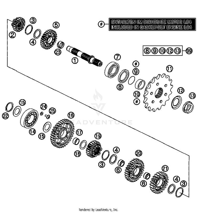 Transmission Ii - Countershaft 690 Enduro Engine - 2012 Schematic