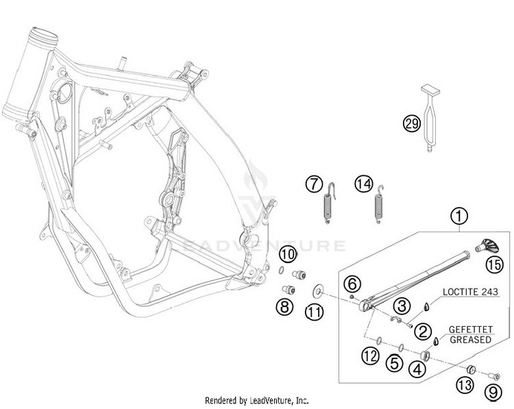 Side / Center Stand 250 XCFW Chassis - 2012 Schematic