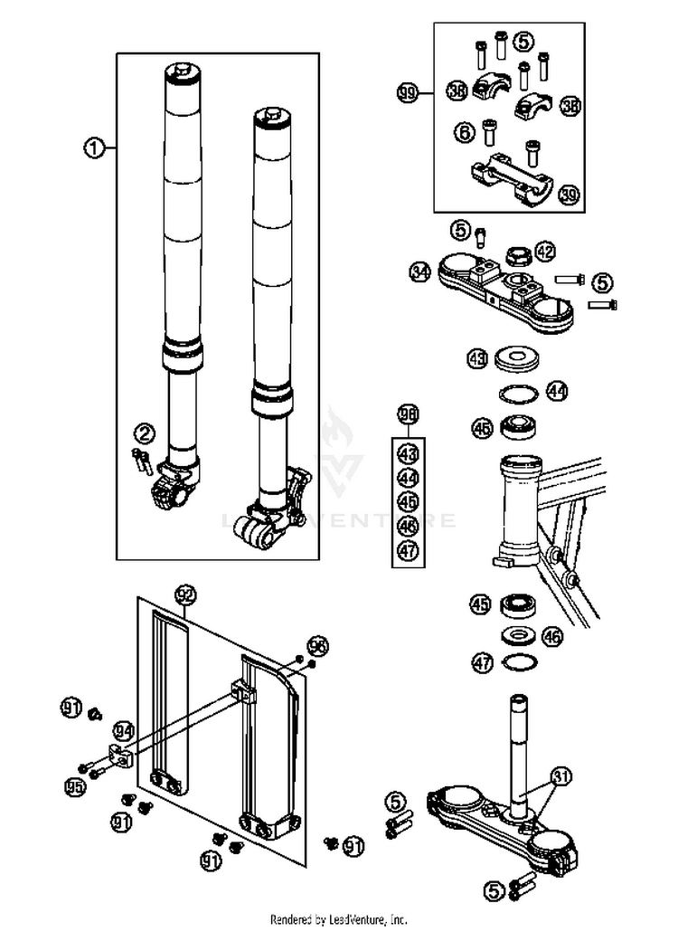 Front Fork, Triple Clamp 50 SX MINI CHASSIS - 2017 Schematic