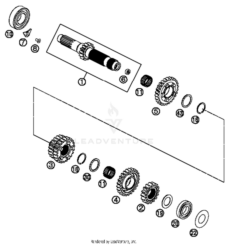 Transmission I - Main Shaft 350 XCFW SIXDAYS Engine - 2015 Schematic
