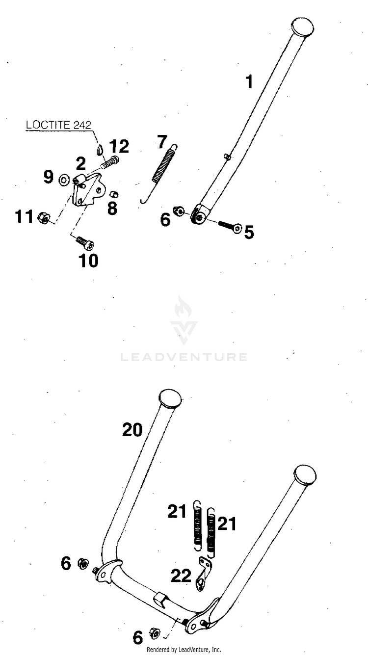 Side And Centre Stand 360 MXC Chassis - 1997 Schematic