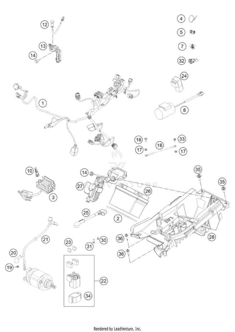 Wiring Harness 250 SX-F Chassis - 2022 Schematic