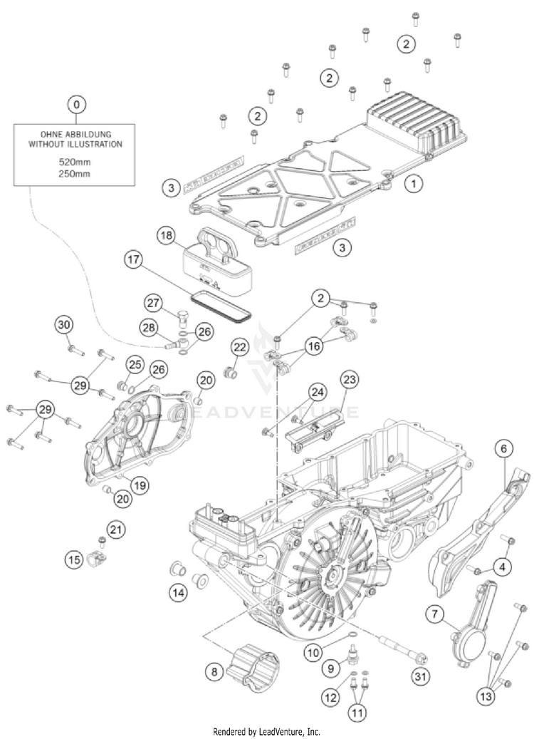 Engine Case Freeride E-XC Engine - 2023 Schematic