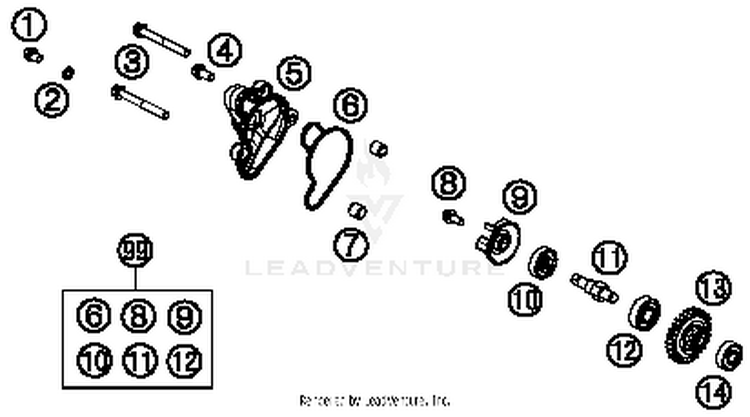 Water Pump 65 SX Engine - 2014 Schematic