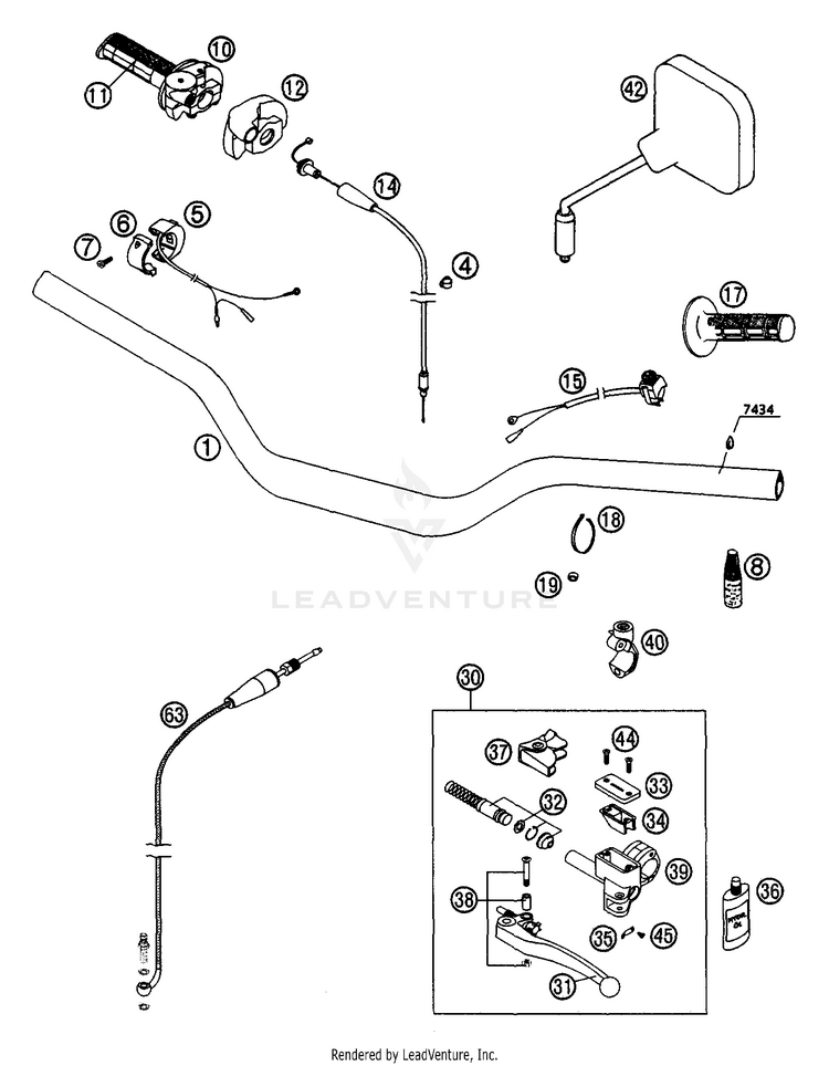 Handlebar, Controls 200 EXC Chassis - 2003 Schematic