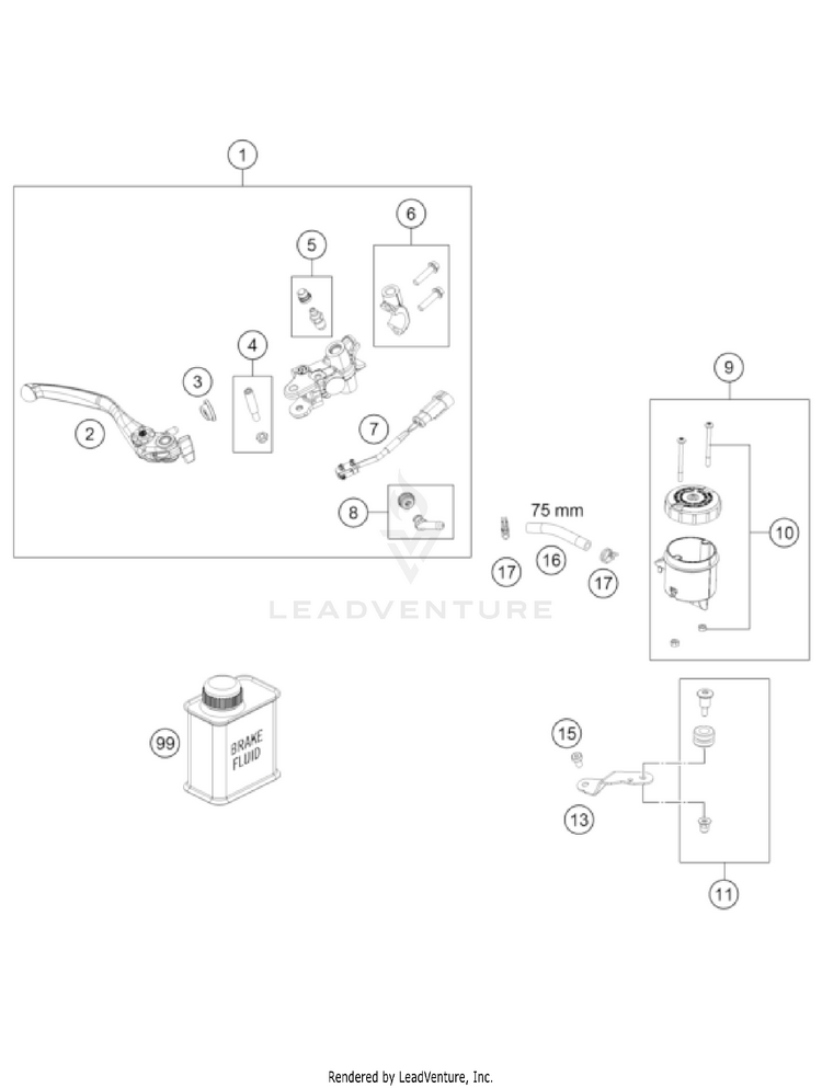 Front Brake Control 1290 SUPER ADVENTURE R OT US CHASSIS - 2022 Schematic