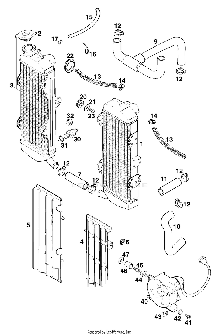 Cooling System 620 R Engine - 1998 Schematic