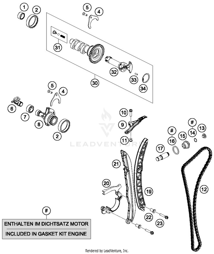 Timing Drive 690 DUKE ORANGE Engine - 2016 Schematic
