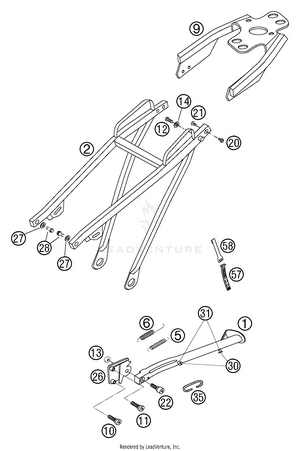 Sub Frame, Side Stand Schematic