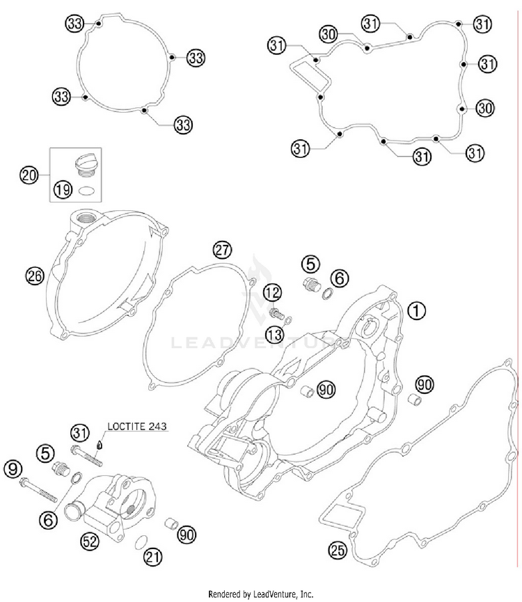 Clutch Cover 200 XCW Engine - 2012 Schematic
