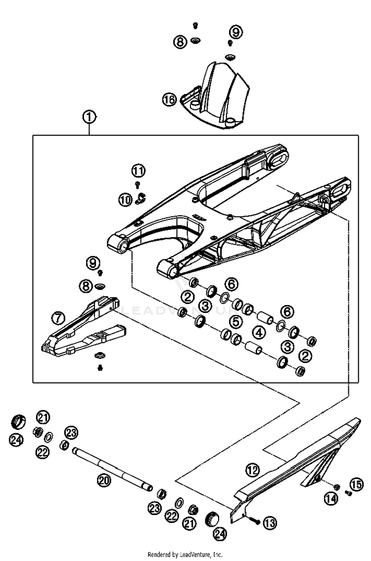 Swing Arm 690 Supermoto Black Chassis - 2007 Schematic