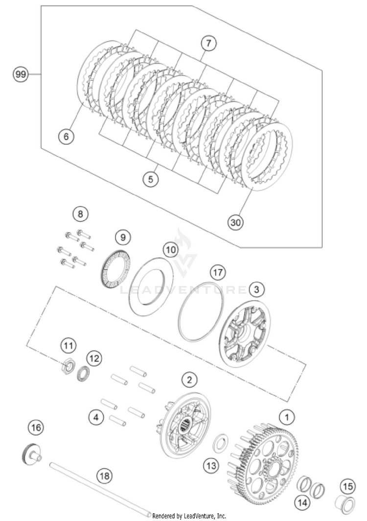 Clutch 350 SX-F ENGINE - 2026 Schematic