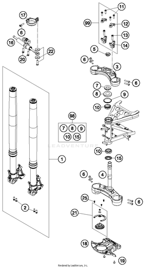 Front Fork, Triple Clamp Schematic
