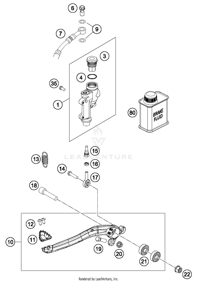 Rear Brake Control 250 XC-W TPI CHASSIS - 2018 Schematic