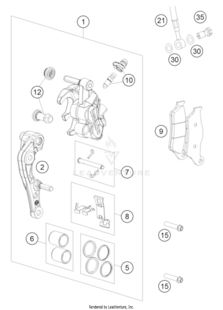 Front Brake Caliper 500 EXC-F CHASSIS - 2023 Schematic
