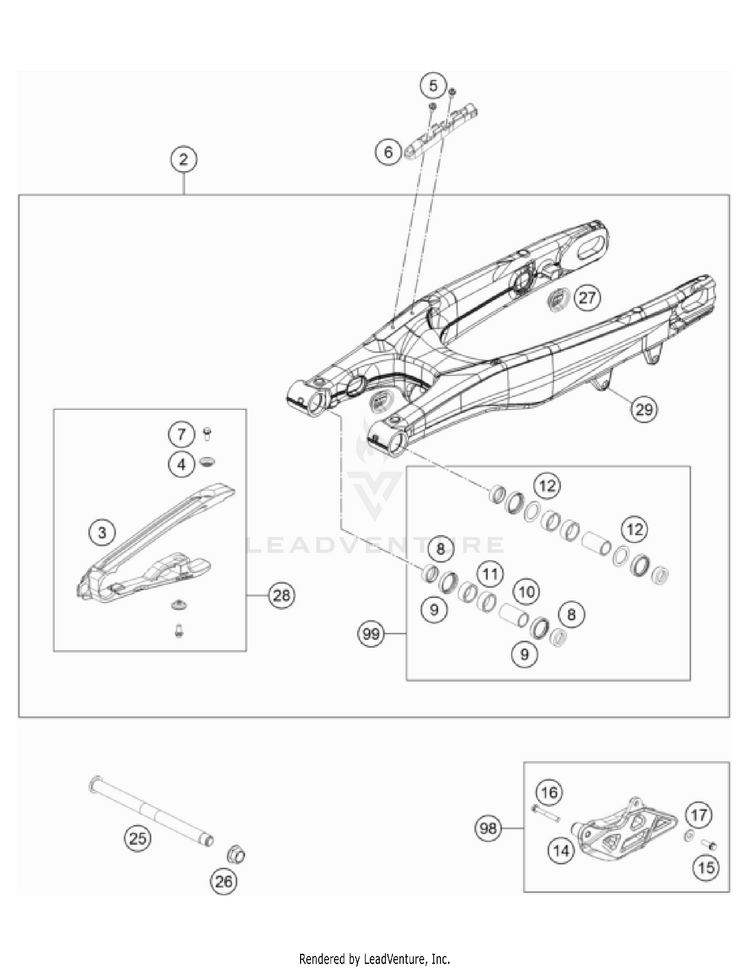 Swing Arm 250 SX-F Chassis - 2022 Schematic