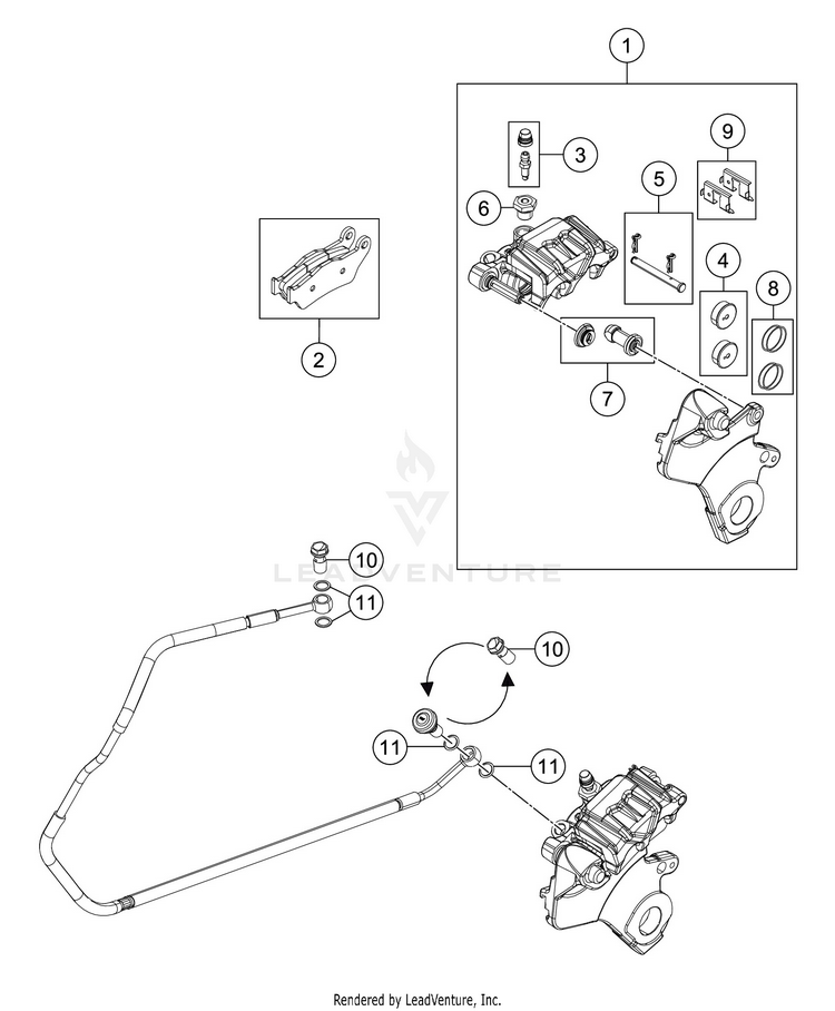 Rear Brake Caliper 1290 SUPER ADVENTURE S SILVER CHASSIS - 2020 Schematic
