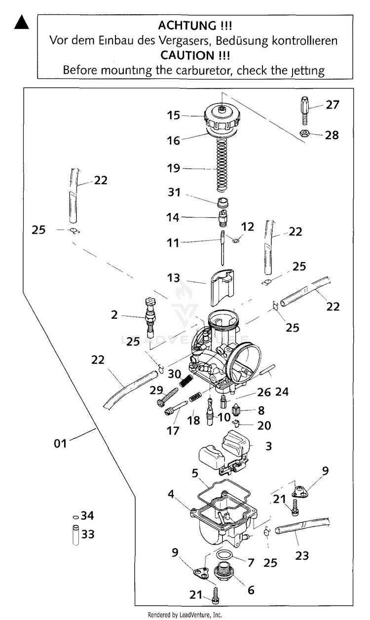 Carburetor Keihin Pwk39/38ag 200 EXC Engine - 2001 Schematic