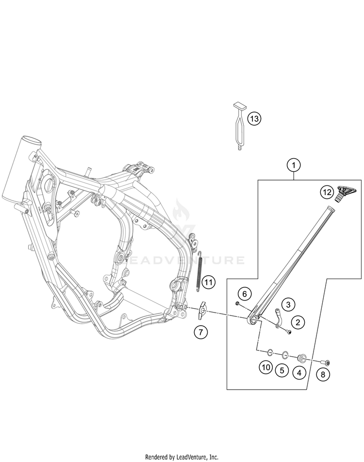 Side / Center Stand 250 XC TPI Chassis - 2021 Schematic