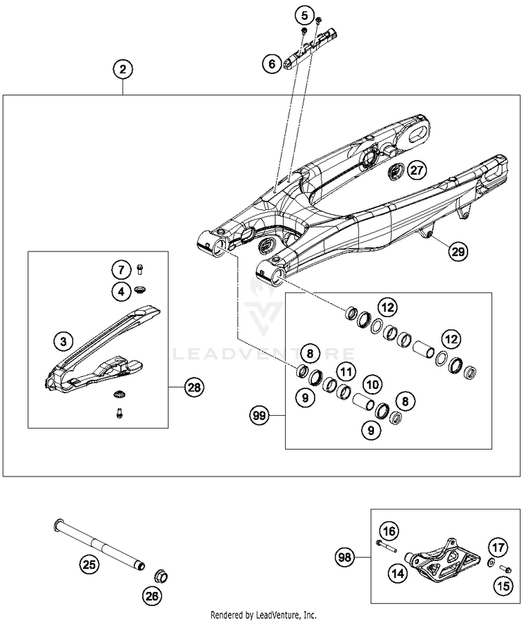 Swing Arm 250 SX-F FACTORY EDITION Chassis - 2016 Schematic