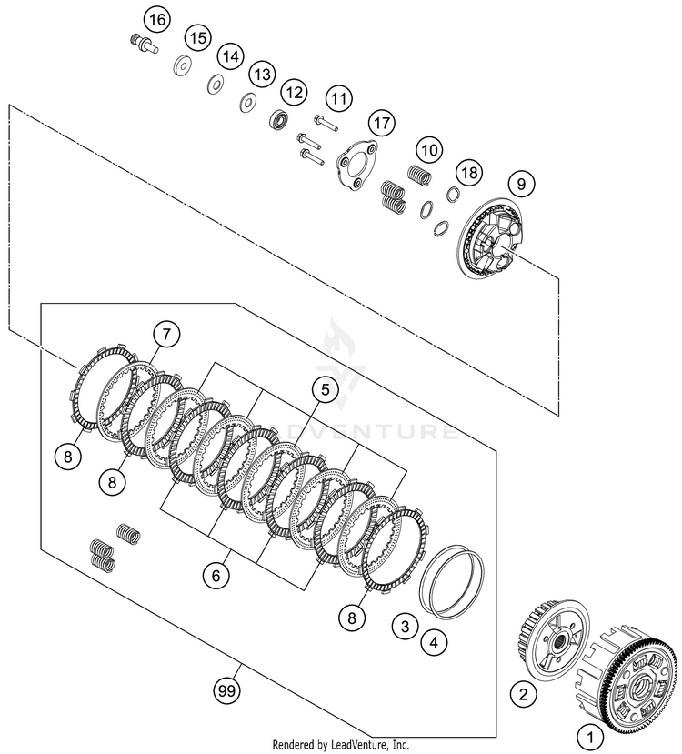 Clutch RC 390 ENGINE - 2018 Schematic