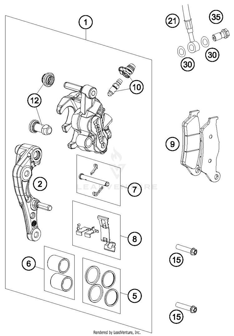 Front Brake Caliper 350 EXC-F CHASSIS - 2019 Schematic