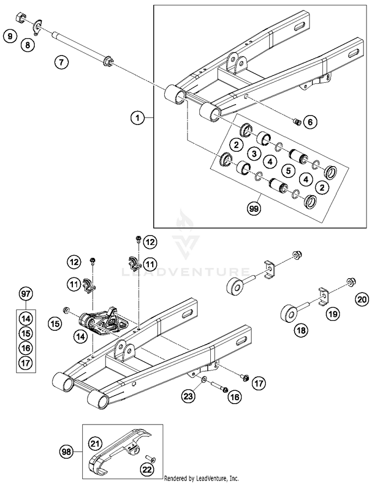 Swing Arm 50 SX Chassis - 2016 Schematic