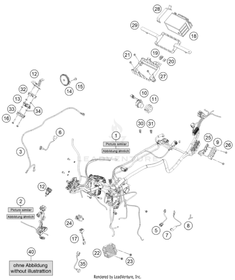 Wiring Harness 390 ADVENTURE SPOKE W, orange-B.D. CHASSIS - 2024 Schematic