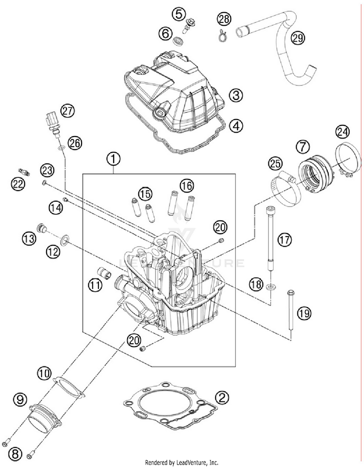 Cylinder Head 500 EXC Engine - 2012 Schematic
