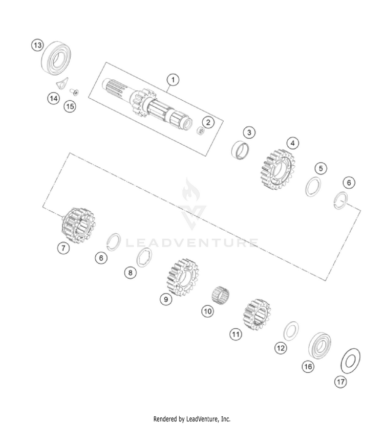 Transmission I - Main Shaft 350 SX-F Engine - 2023 Schematic