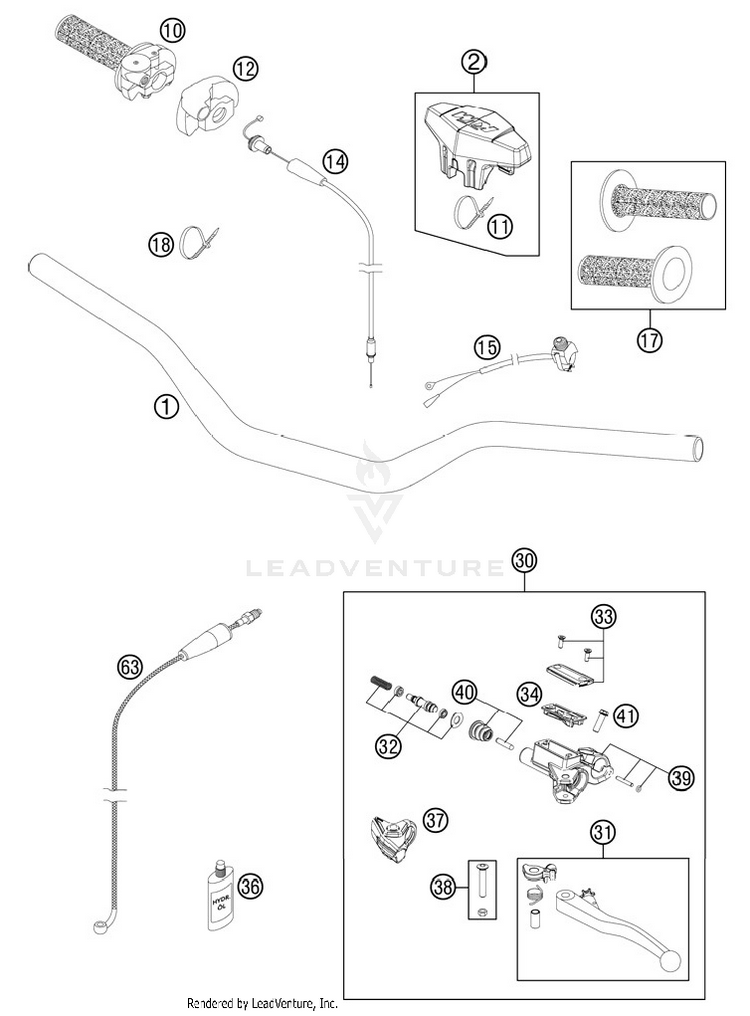 Handlebar, Controls 150 SX Chassis - 2012 Schematic