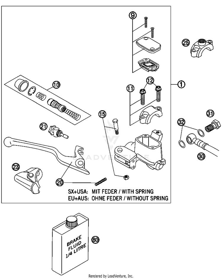 Hand Brake Cylinder 200 XC USA Chassis - 2008 Schematic