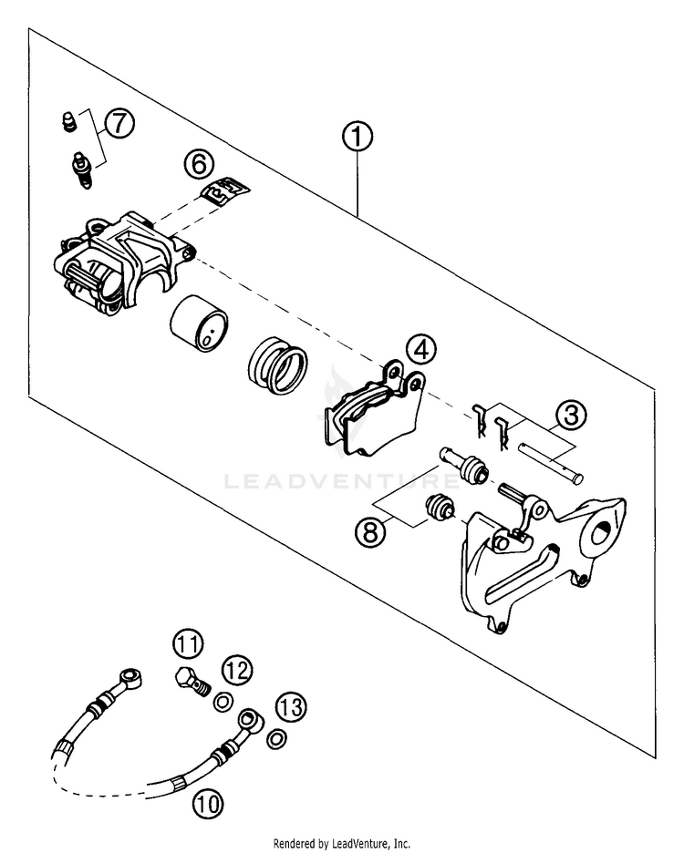 Brake Caliper Rear 125 SX Chassis - 2002 Schematic
