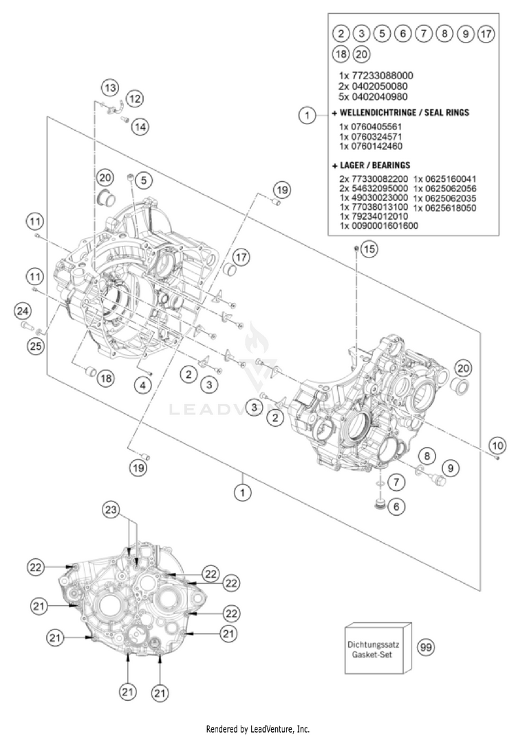 Engine Case 250 SX-F Engine - 2022 Schematic