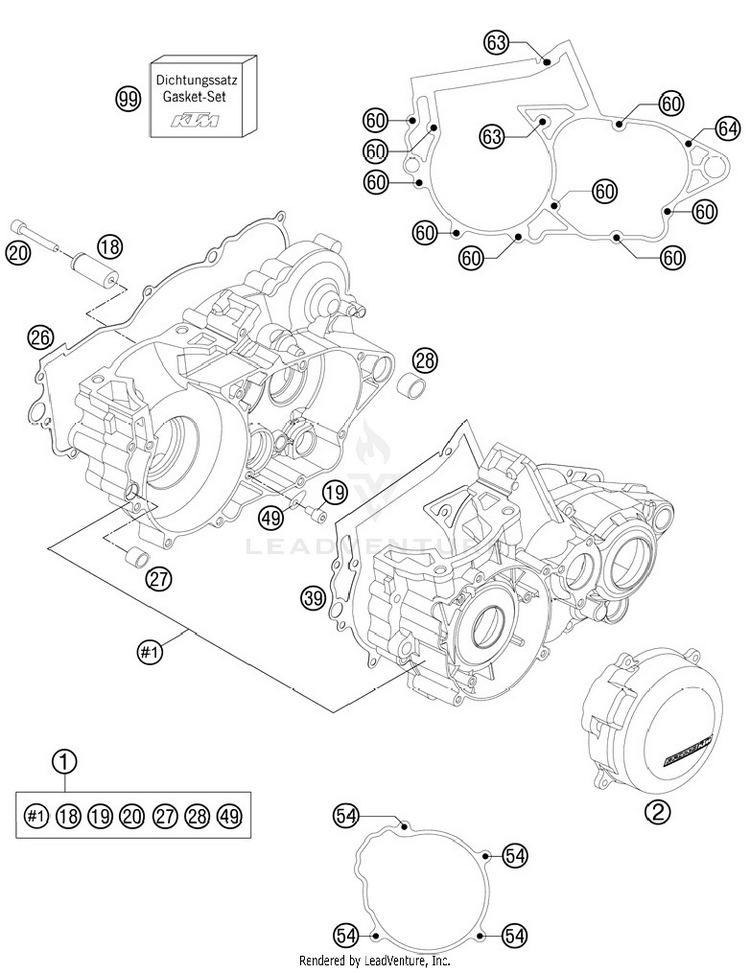 Engine Case 250 SX Engine - 2012 Schematic